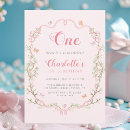 Search for pink floral 1st birthday invitations Cute