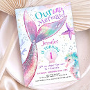 Search for little mermaid 1st birthday invitations Pink