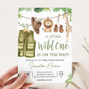 Search for jungle animals invitations Little wild one