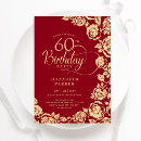 Search for red rose 60th birthday invitations Elegant