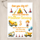 Search for construction zone birthday invitations Bulldozer