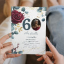 Search for red rose 60th birthday invitations Modern