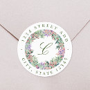 Search for floral round return address labels Greenery