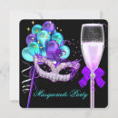Search for black purple masquerade party invitations Mardi gras