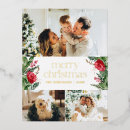 Search for red berries christmas invitations Real gold foil