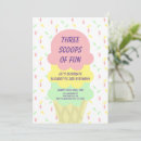 Search for triple birthday invitations Ice cream
