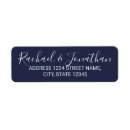 Search for navy blue wedding return address labels Script