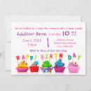 Search for pink purple cupcake birthday invitations Cute