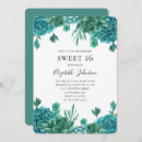 Search for teal blue sweet 16 invitations Watercolor