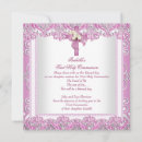 Search for pink damask first communion invitations White