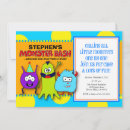 Search for monster bash birthday invitations Blue