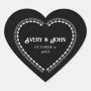 Search for black heart wedding stickers White