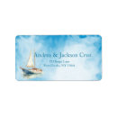 Search for beach wedding invitations return address labels Blue and white