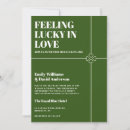 Search for lucky in love wedding invitations Four leaf clover