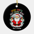 Search for funny wine christmas tree decorations Santa