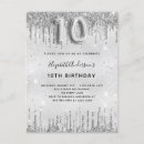 Search for girls 10th birthday invitations Silver