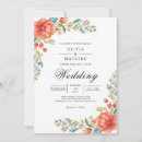 Search for teal and coral wedding invitations Floral