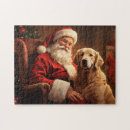 Search for golden retriever christmas puzzles Santa
