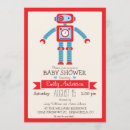 Search for robot baby shower invitations Red