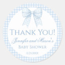 Search for blue gingham baby shower stickers Preppy