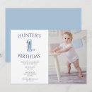 Search for simple blue 1st birthday invitations Typography