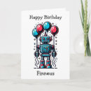 Search for robot birthday cards Colouring page