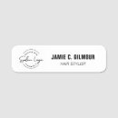 Search for hair salon name tags Black and white