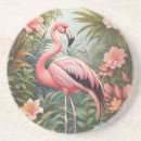 Search for pink flamingo coasters Palm leaves