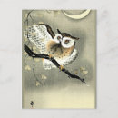 Search for owl on a branch postcards Moon