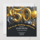 Search for golden 50th birthday invitations Black