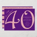 Search for purple gold 40th birthday invitations Glitter