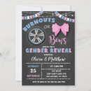 Search for burnouts or bows gender reveal invitations Blue or pink