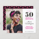 Search for hot pink and black birthday invitations Damask