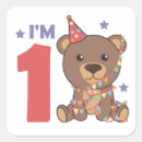 Search for bear 1st birthday stickers One year old