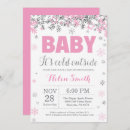 Search for pink and silver baby shower invitations Snowflake