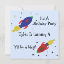 Search for rocket ship birthday invitations Blue