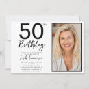 Search for photo 50th birthday invitations Minimal modern simple