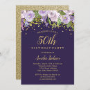 Search for purple and gold 50th birthday invitations Glitter