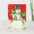 Search for vintage snowman christmas cards Red
