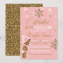 Search for pink and gold 1st birthday invitations Snowflakes