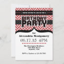 Search for red black and white birthday invitations Stripes