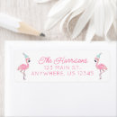 Search for pink flamingos return address labels Watercolor