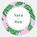 Search for modern beach wedding stickers Palm leaves