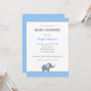Search for blue elephant baby shower invitations White