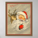 Search for vintage reindeer art Santa claus