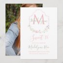 Search for monogram sweet 16 invitations Pink