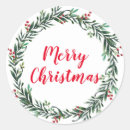 Search for holly wreath stickers Merry christmas