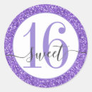 Search for purple and gold glitter stickers Sweet 16