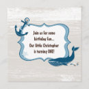 Search for nautical boy 1st birthday invitations Whale