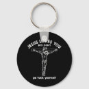 Search for satire rounded key rings Jesus